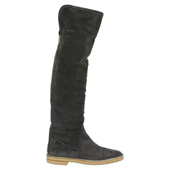 Jimmy Choo Shoes Over the Knee Boots 112 Quebec Boot Grey shearling New - Picture 1 of 4
